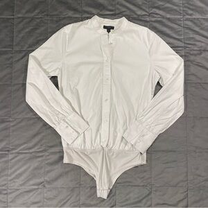 J. Crew Classic White Button-Up Shirt Bodysuit Sz 10